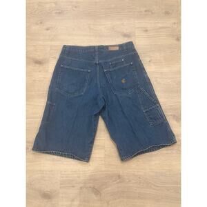 Vtg Y2K Rocawear Jean Shorts Men 36 Blue Baggy Denim Embroidered Carpenter Skate